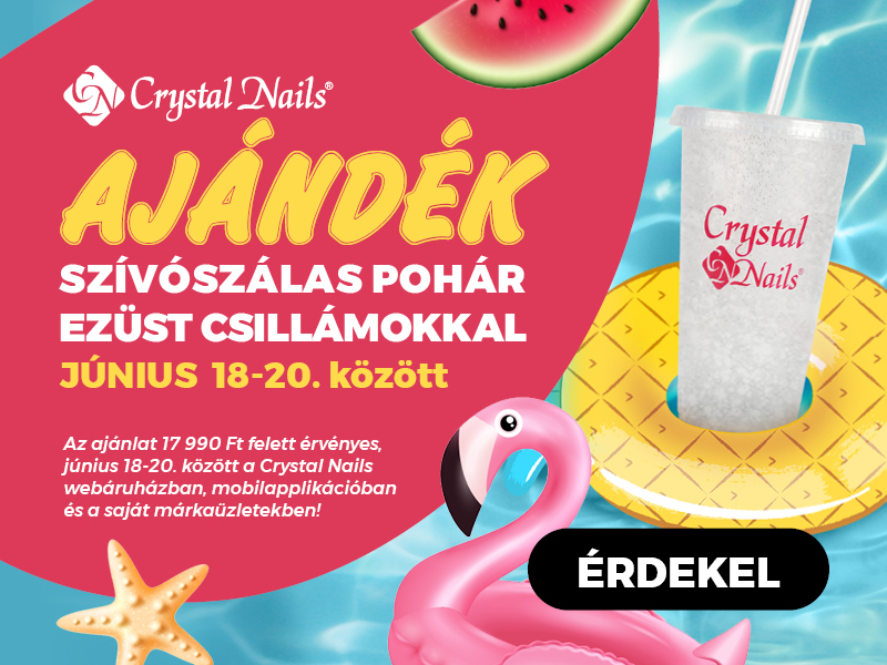 AJÁNDÉK szívószálas pohár ezüst csillámokkal 