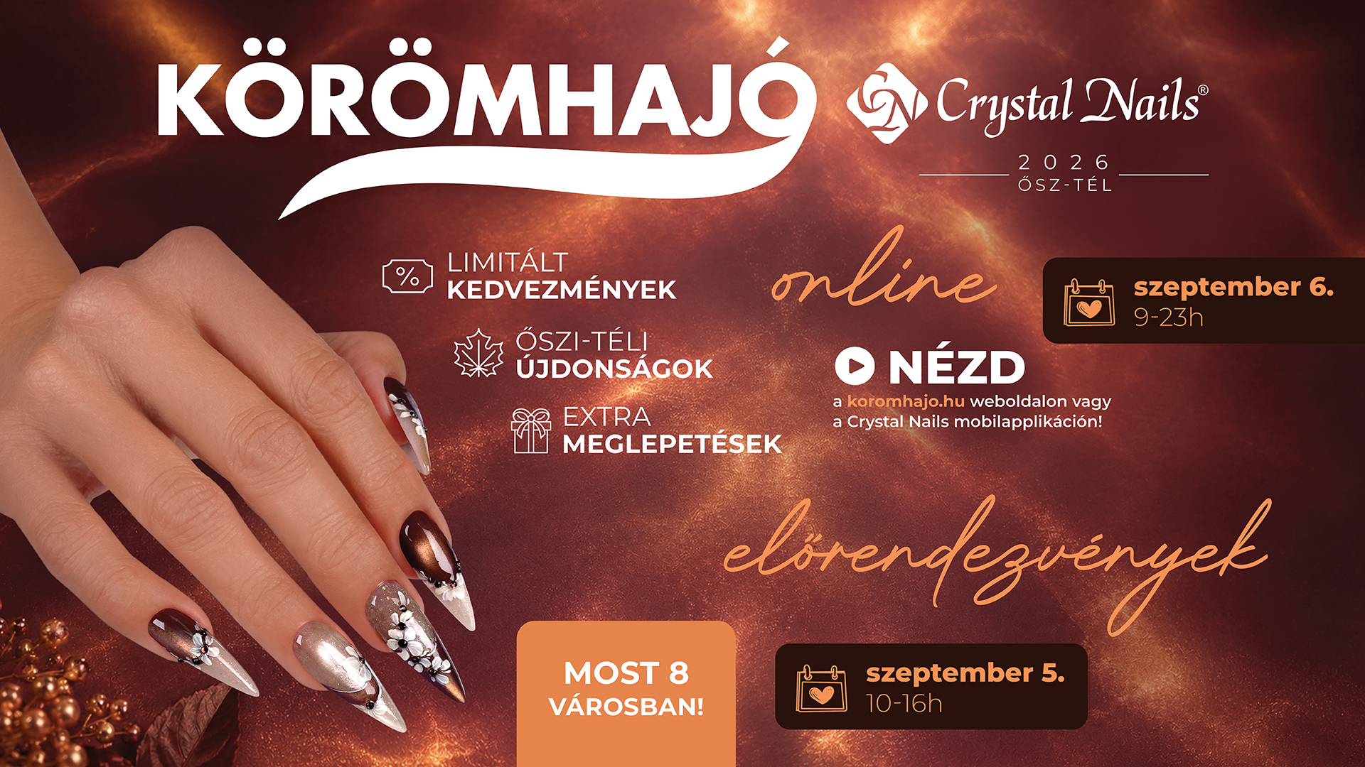 Crystal Nails Körömhajó 2026 – őszi-téli körömtrendek, újdonságok és inspirációk