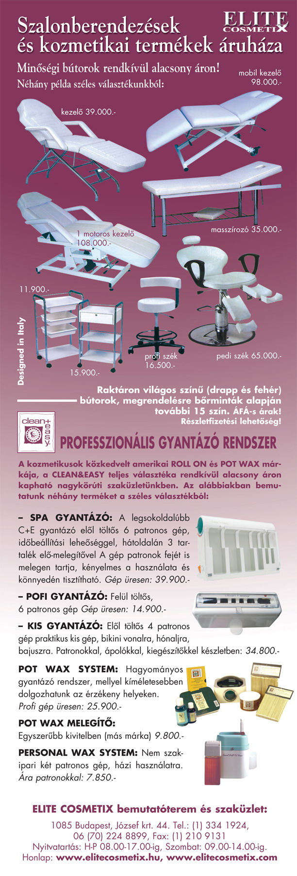 Szalonberendezések és kozmetikai eszközök áruháza - 2005-03-20