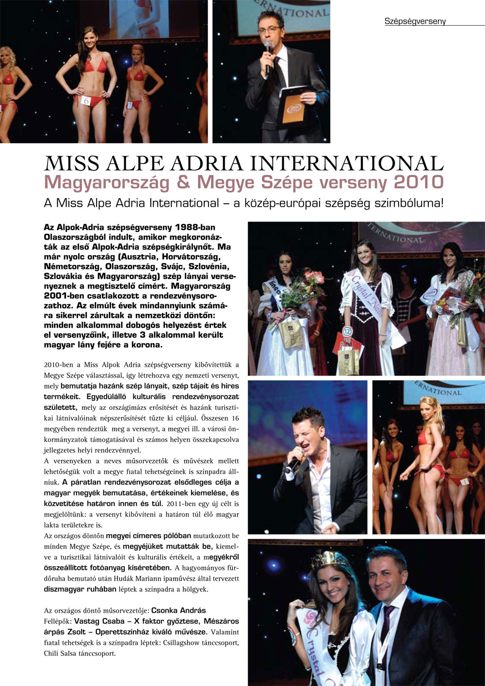 MISS ALPE ADRIA INTERNATIONAL - Magyarország & Megye Szépe verseny 2010