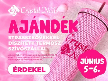 AJÁNDÉK strasszkövekkel díszített termosz, szívószállal 