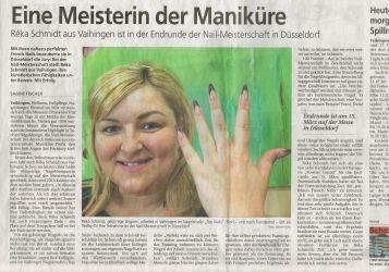 Eine Meisterin der Maniküre - riport Schmidt Rékával a német Bietigheimer Zeitung-ban